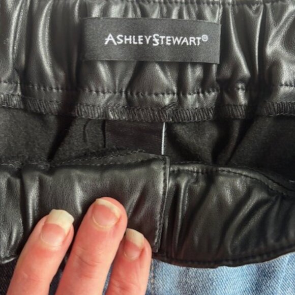 NWT Ashley Stewart Women Streetwear Black Blue Jean Retro Leather Distressed 20 - Picture 7 of 8